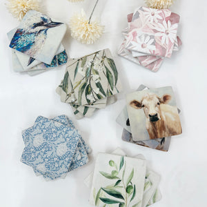 SET/4 BLUE PROTEA COASTERS